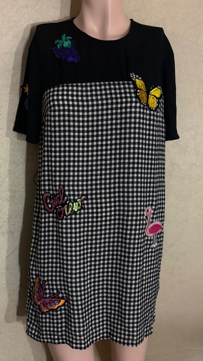 H&M Kleid 36 Schwarz, Weiß, Pink, Gelb, Lila