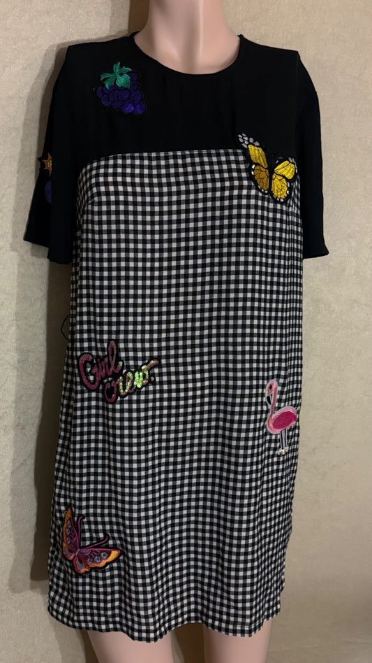 H&M Kleid 36 Schwarz, Weiß, Pink, Gelb, Lila