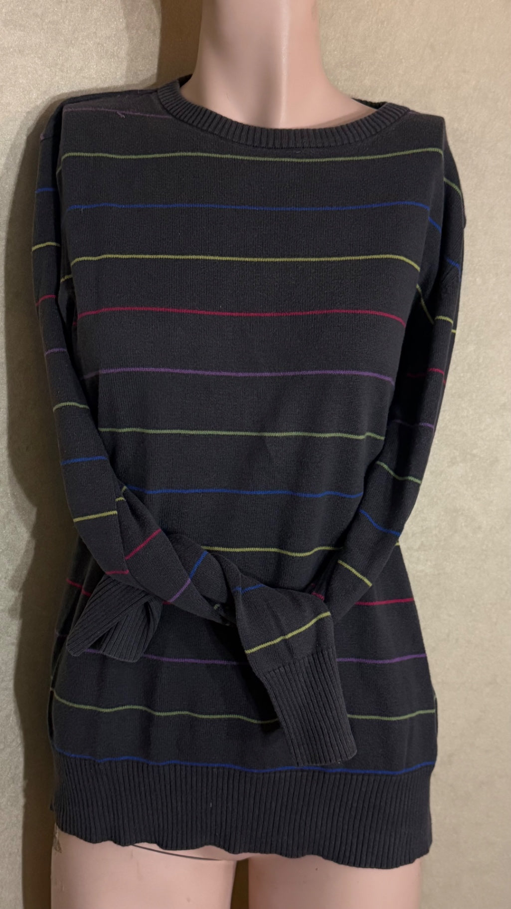 Jules Pullover S Grau mit feinen Streifen