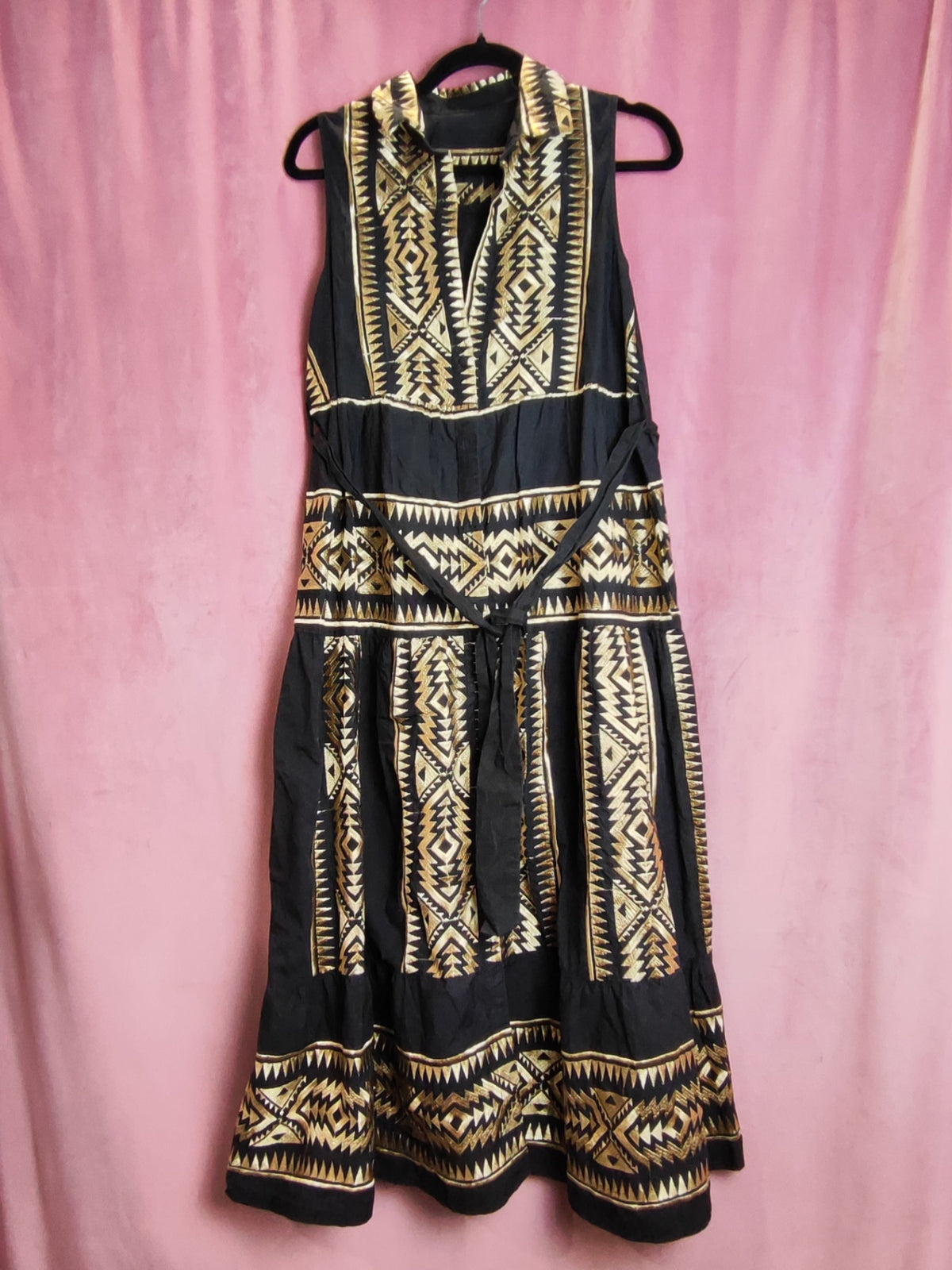 Kleid L Schwarz, Gold