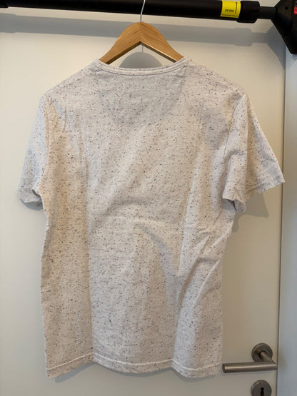 ZARA T-Shirt S Weiß mit bunten Farbkleksen