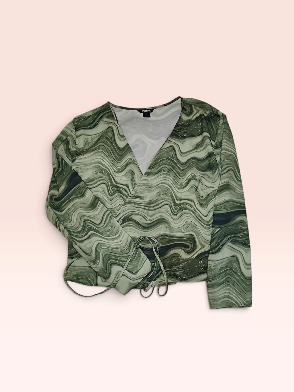 MONKI Bluse XL Grün/Beige/Schwarz